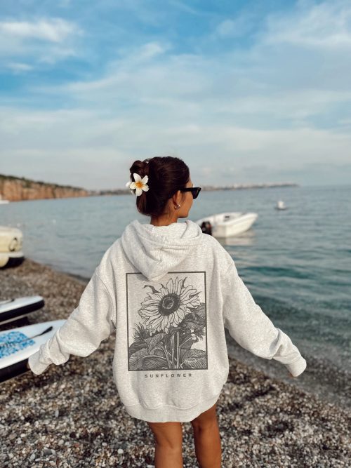 Sunflower Hoodie – Vintage Back Print Sweatshirt, Aesthetic Fine Art Graphic Hoodie, Cozy Unisex Pullover