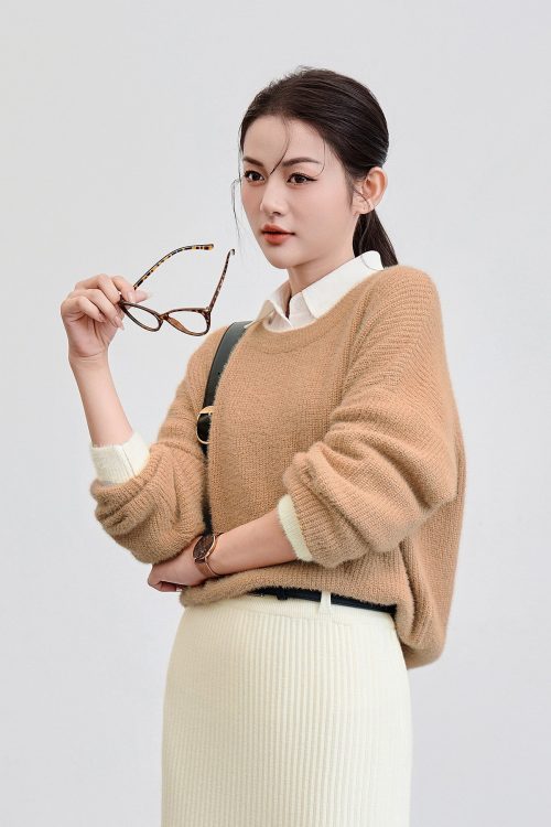 Soft Beige Crew Neck Sweater - Image 4