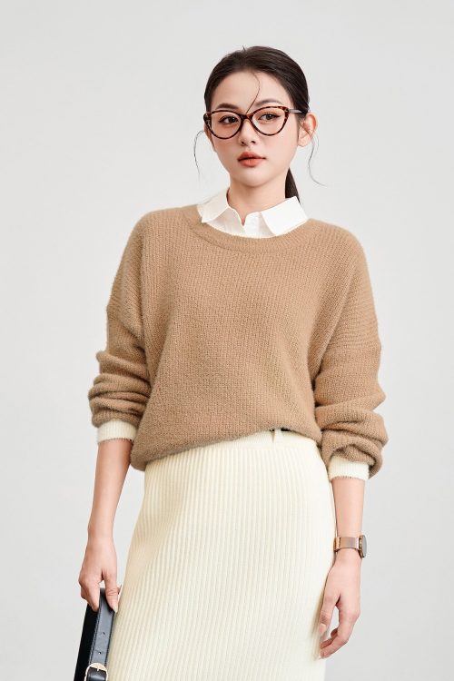 Soft Beige Crew Neck Sweater - Image 3