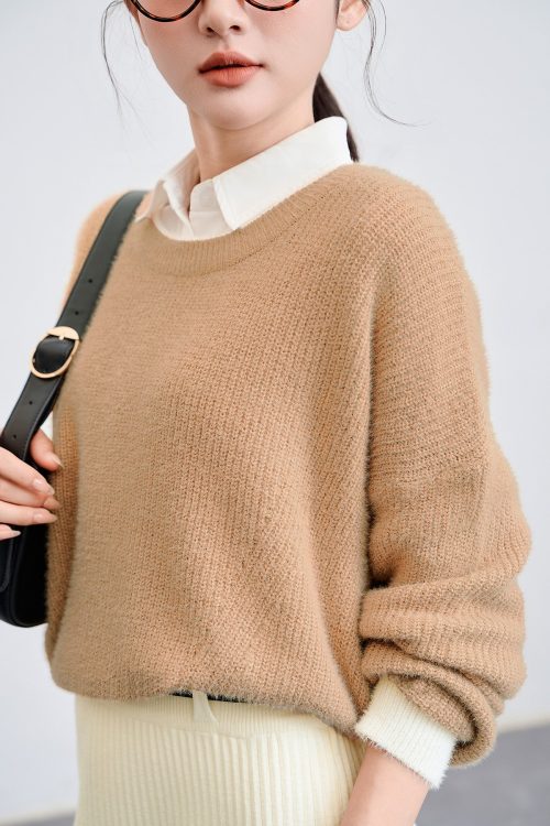 Soft Beige Crew Neck Sweater - Image 2